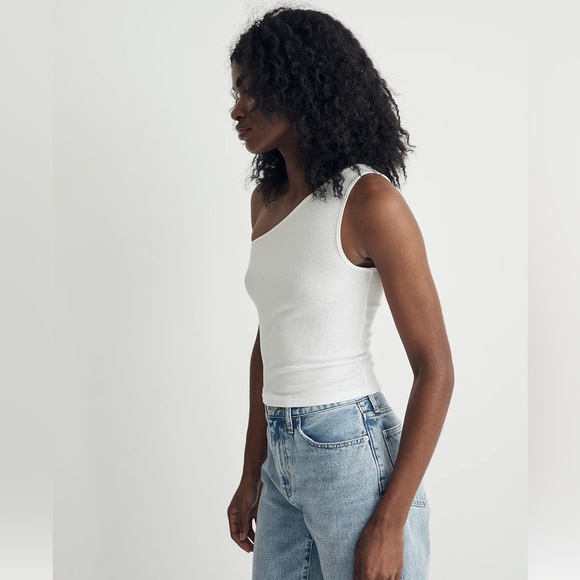 NWT Madewell Supima Rib One-Shoulder Tank in Size Medium - Picture 3 of 8